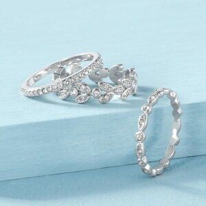 Stella & Dot Claudia Stackable Silver CZ Rings Bands